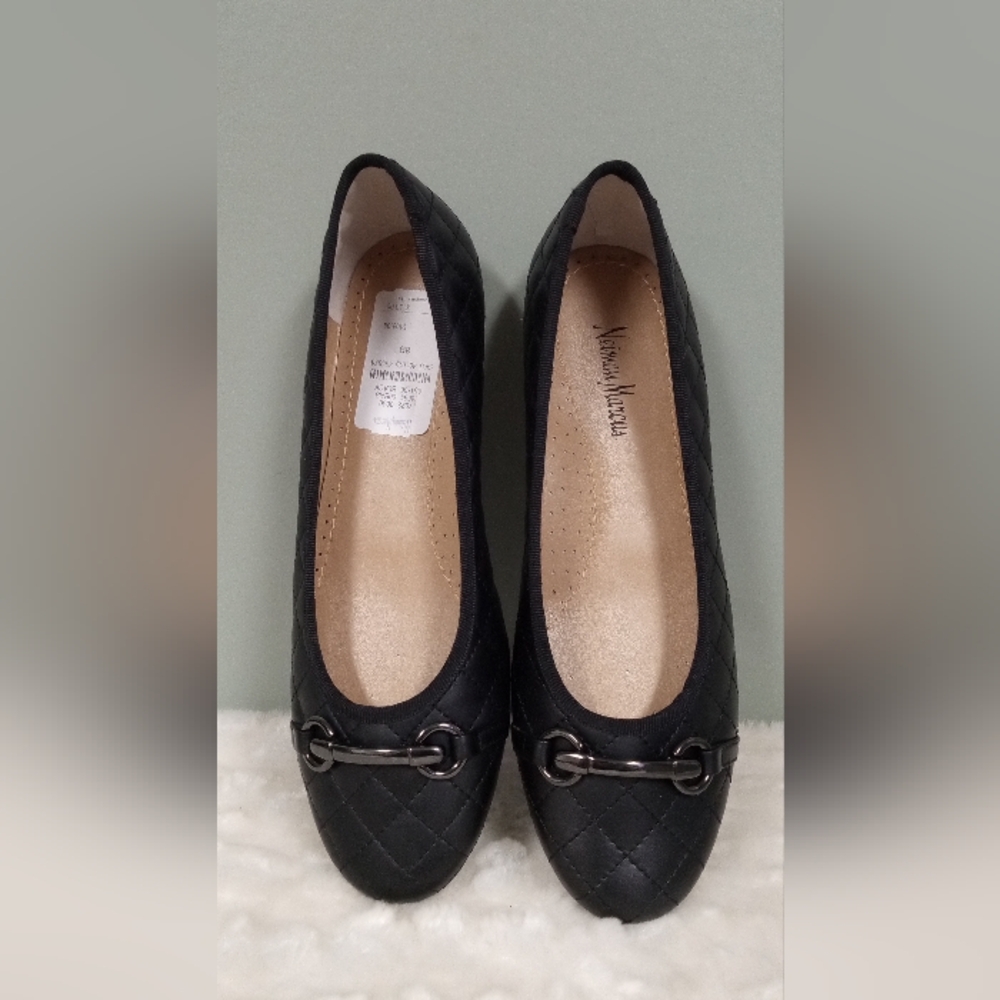 Neiman Marcus Black Quilted Ballet  Women's Shoes